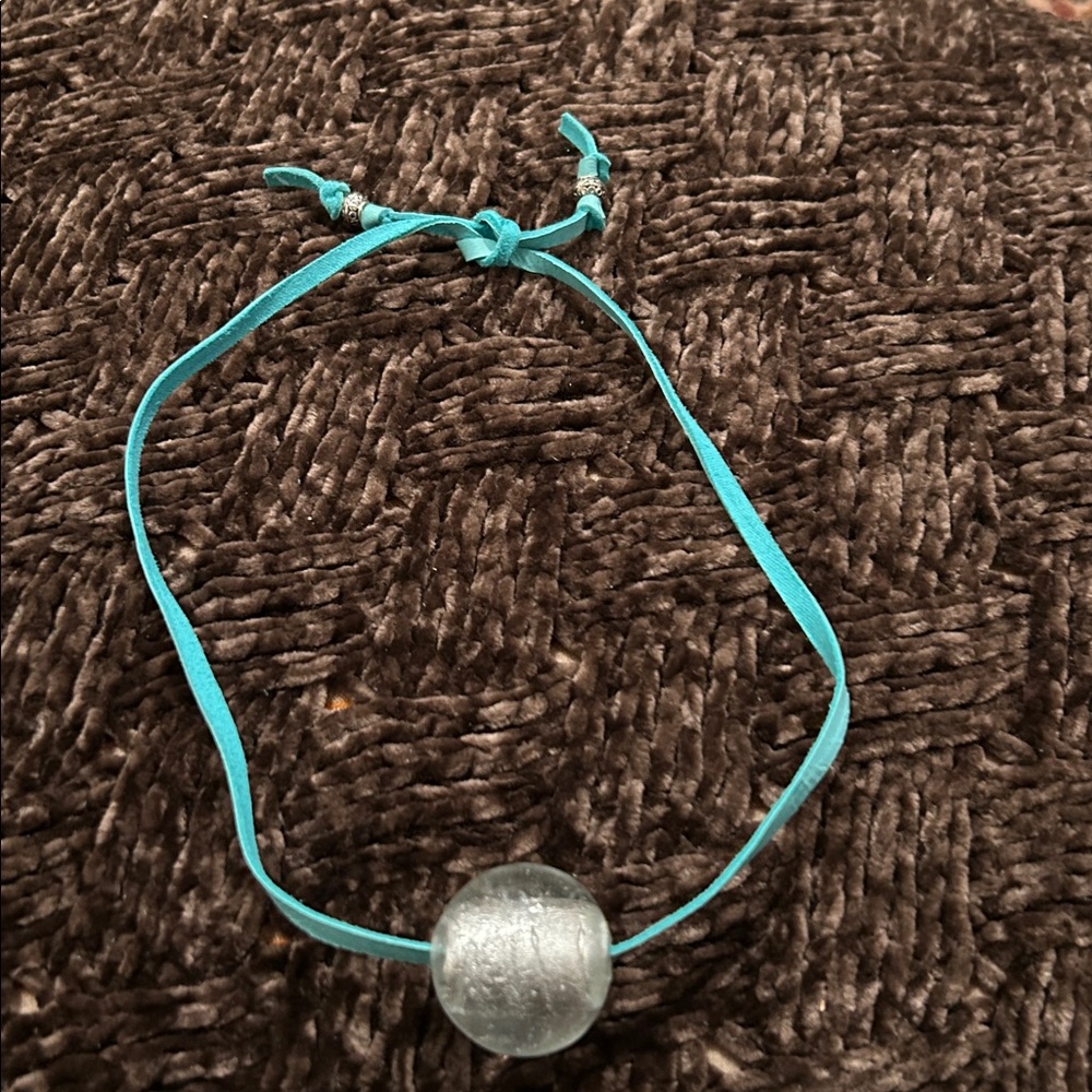 Leather and Glass Bead Necklace